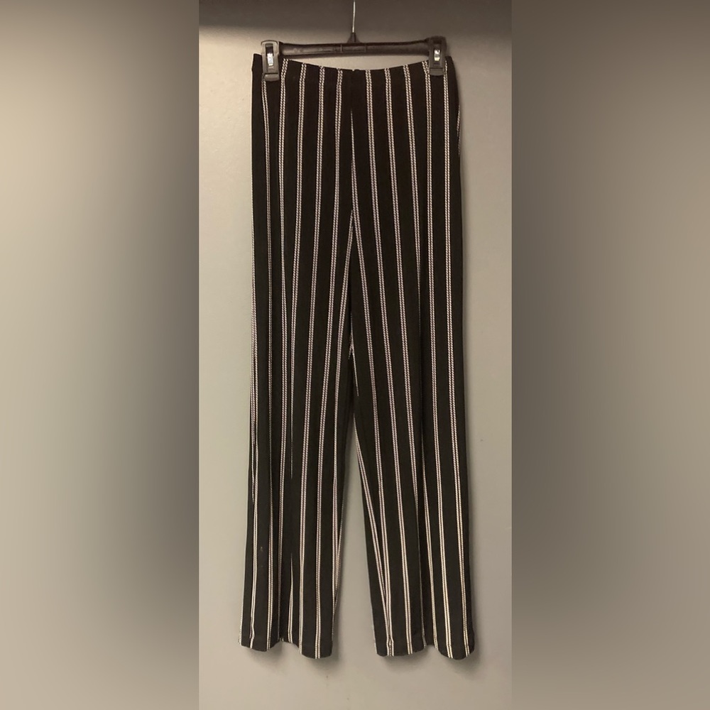 💛TODAY***$15***Vintage Citiknits elastic waist black&white striped palazzo pant - Picture 5 of 7